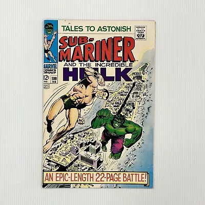Buy Tales To Astonish Sub-Mariner  And The Incredible Hulk #100 1968 VF/NM Cent Copy • 250£