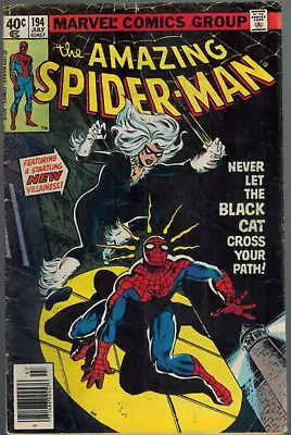 Buy Amazing Spider-Man 194   1st Appearance Black Cat!   Newsstand Ed.  1979 G/VG • 136.69£