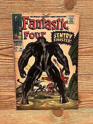 Buy Fantastic Four #64 (Good/VG) - 1st Appearance Kree Sentry - Marvel Comics (1967) • 18.16£