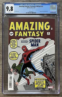 Buy Amazing Fantasy #15 CGC 9.8 Facsimile Edition, NM/MT, Marvel Comics, 2019 • 158.31£