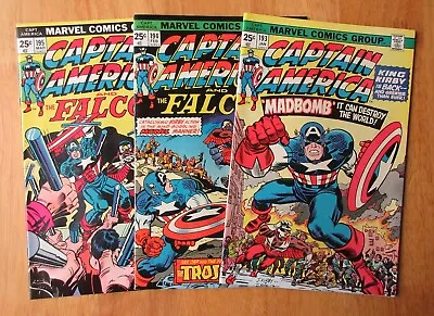 Buy Nice Run Of *3* 1975 Kirby KEY CAPTAIN AMERICA! #193, 194, 195 *White Pages!* • 46.54£