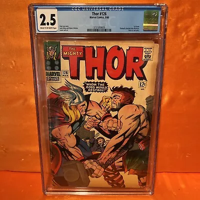 Buy Thor #126 HERCULES Battle 1966 1st Issue New Title JACK KIRBY Stan Lee CGC 2.5 • 86.71£
