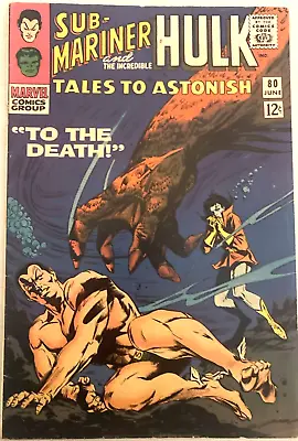 Buy Tales To Astonish # 80. Sub-mariner & Hulk.  June 1966.  Gene Colan-cover.  Fn+ • 24.99£