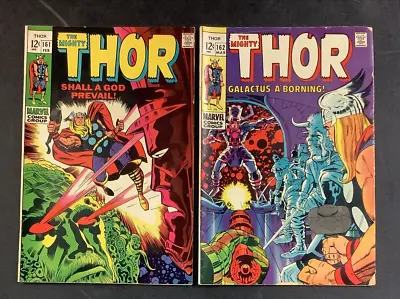 Buy Thor #161 162 Comic Book Lot Stan Lee Jack Kirby Galactus Ego Apps Odin Mjolnir • 120.63£