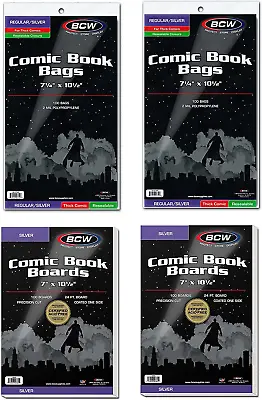 Buy Resealable Thick Silver Age Comic Bags And Backing Boards - 200 Ct • 49.88£