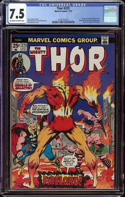 Buy Thor # 225 CGC 7.5 OWW (Marvel, 1974) Origin & 1st Appearance Of Firelord • 118.95£