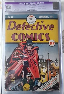 Buy Detective Comics 22 Cgc8.0R 1st Crimson Avenger Cover • 2,300£