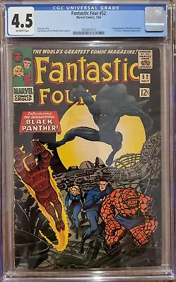 Buy Fantastic Four #52 CGC 4.5 1st Appearance Black Panther Marvel 1966 • 375.54£