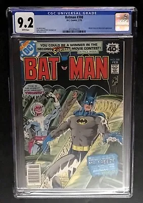 Buy BATMAN #308 CGC 9.2 WP MISTER FREEZE 1st APP TIFFANY FOX BATGIRL DC COMICS 1979 • 95.15£