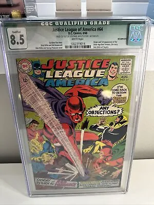 Buy Justice League Of America 64 CGC 8.5 Qualified 1st Appearance Of S.A Red Tornado • 161.38£