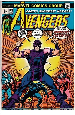 Buy AVENGERS #109, HAWKEYE LEAVES, PENCE ISSUE, Marvel Comics (1973) • 9.95£