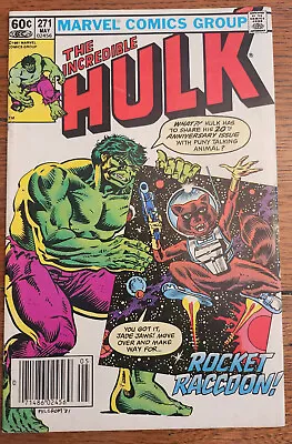 Buy The Incredible Hulk #271 Marvel Comics 1981 1st Appearance Rocket Raccoon -FN/VF • 157.98£