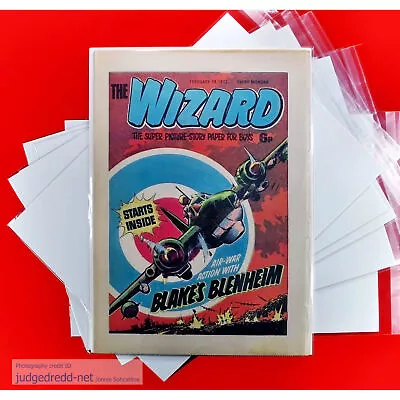 Buy 100 Wizard Comic Bags ONLY A4 For # 1 Up Magazine Acid-Free Size7 [In Stock] • 13.99£