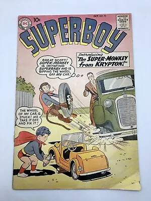 Buy Superboy #76 - 1st Appearance Of Beppo The Super-Monkey - DC Comics - 1959 • 27.66£