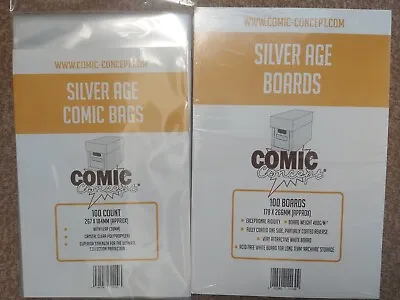 Buy 200 Comic Bags And 200 Brand New Silver Age Comic Boards Concept  Brand New • 33.95£
