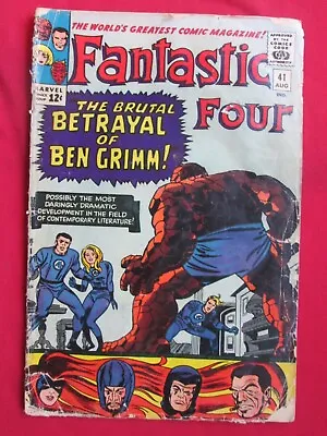 Buy FANTASTIC FOUR #41 Jack Kirby, Stan Lee, Frightful Four, Medusa 1965 Poor Shape • 8£