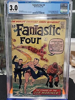 Buy Fantastic Four 4 CGC 3.0 1st Silver Age Appearance Of Sub-Mariner 1962 • 1,520.96£