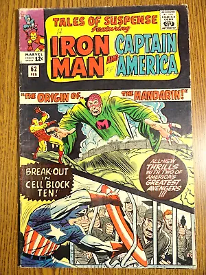 Buy Tales Of Suspense #62 Iron Man & Cap Key Origin Mandarin Kirby 1st Print Marvel • 33.10£