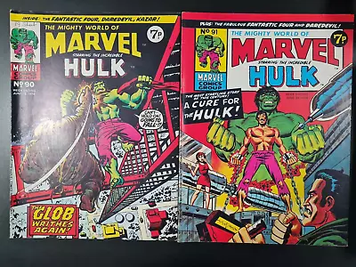 Buy The Mighty World Of Marvel Starring Hulk / Avengers #90 & #91 Marvel Uk 1974 • 0.99£