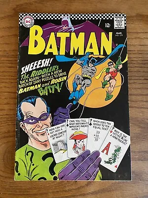 Buy BATMAN #179 (1966) KEY ISSUE: 2nd Silver Age Riddler VG • 143£