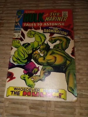 Buy Tales To Astonish #91 May 1967 1st Cover App Of Abomination Rare Comic  • 40£