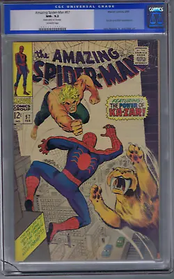 Buy Amazing Spider-Man #57 Marvel 1968 CGC 9.2(NM -) The Power Of Ka-Zar ! Old Label • 473.02£