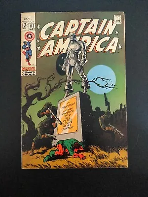 Buy Captain America #113 - FN+ OWP - Funeral Of Captain America - Steranko - 1969 • 119.93£