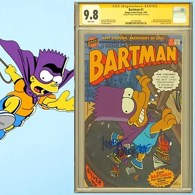 Buy CGC SS 9.8 Bartman #1 Signed By Nancy Cartwright Foil White Pages 1993 Simpsons • 774.49£