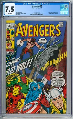 Buy Avengers 80 CGC Graded 7.5 VF White 1st Red Wolf Marvel Comics 1970 • 95.56£