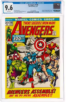 Buy 🔥 Avengers #100 *White Pages* 1972 CGC NM+ 9.6 Hulk Thor Iron Man Spider Marvel • 597.86£
