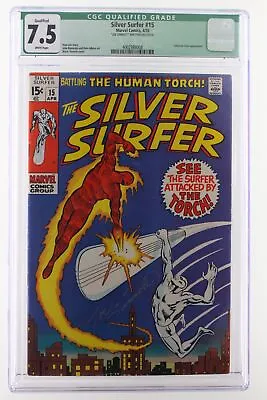 Buy Silver Surfer #15 - Marvel 1970 CGC 7.5 Fantastic Four App. SIGNED JOE SINNOT • 157.81£