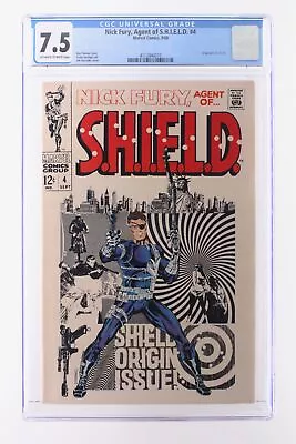 Buy Nick Fury, Agent Of S.H.I.E.L.D. #4 - Marvel 1968 CGC 7.5 Origin Of S.H.I.E.L.D. • 127.12£