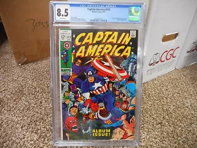 Buy Captain America 112 Cgc 8.5 Marvel 1969 WHITE Pgs Origin Iron Man Red Skull VF+ • 126.49£
