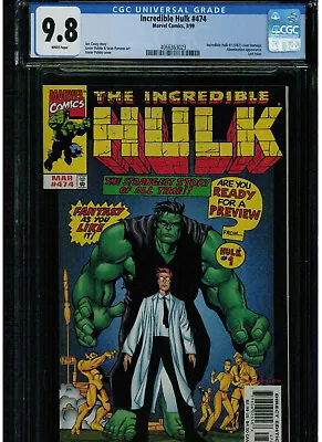 Buy Incredible Hulk #474 Cgc 9.8 Mint White Pages Last Issue Of Series 1999 #1 Cover • 169.38£