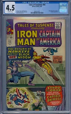 Buy Tales Of Suspense #64 Cgc 4.5 Iron Man Captain America New Black Widow Hawkeye • 110.68£