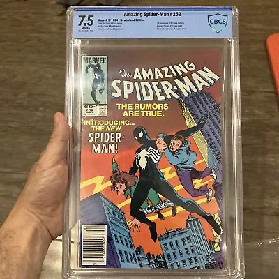 Buy Amazing Spider-Man 252 CBCS 7.5 White Pages - 1st Black Costume - Newsstand • 118.33£