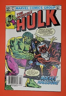 Buy Incredible Hulk #271 Marvel 1982 1st Appearance Of Rocket Raccoon Newsstand VF • 146.26£