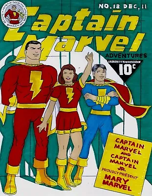 Buy Captain Marvel Adventures 18 Cover Recreation 1st Mary Marvel Original Comic Art • 236.80£