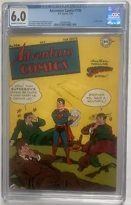 Buy Adventure Comics #106 CGC 6.0 FINE Superboy Johnny Quick 1946 Beautiful Copy WOW • 486.22£