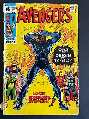 Buy Avengers #87 - Origin Of T'Challa Black Panther! 1971 Marvel Comics • 18.91£