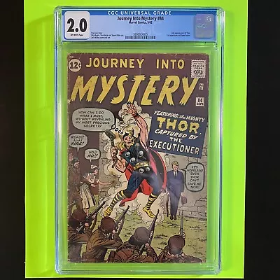 Buy JOURNEY Into MYSTERY #84 CGC 2.0 1ST JANE FOSTER / 2ND THOR! Marvel Comics 1962 • 689.29£