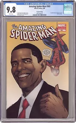 Buy Amazing Spider-Man #583 Obama Variant 2nd Printing CGC 9.8 2009 4391292014 • 61.93£