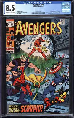 Buy Avengers #72 Cgc 8.5 Ow/wh Pages //  1st Appearance Of The Zodiac Marvel 1970 • 94.60£