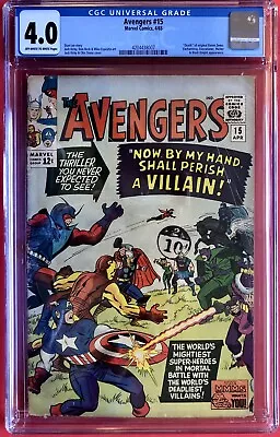 Buy Avengers #15 (1965) CGC 4.0 VG Death Original Baron Zemo Marvel Comics • 119.95£