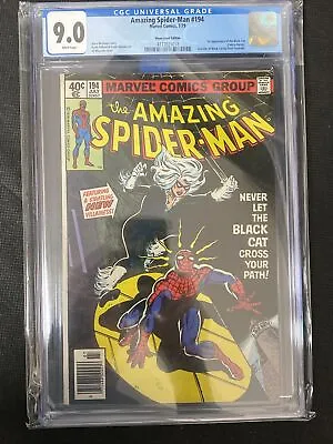 Buy Amazing Spider-Man #194 CGC 9.0 (Marvel 1979) Newsstand 1st Appearance Black Cat • 377.97£