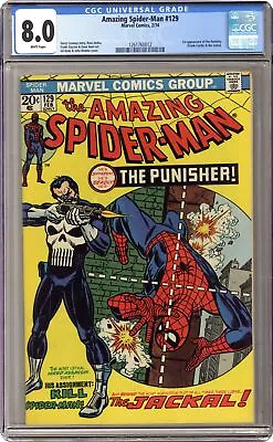 Buy Amazing Spider-Man #129 CGC 8.0 1974 1261760012 1st App. Punisher, Jackal • 1,888.69£