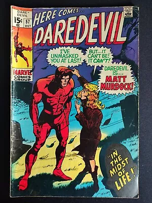 Buy MARVEL DAREDEVIL #57 1969 Daredevil Reveals Identity To Karen Page - CENTS COPY • 10£