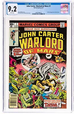 Buy JOHN CARTER WARLORD OF MARS #1 CGC 9.2 Key Issue 1st Marvel Appearance 1977 • 71.37£
