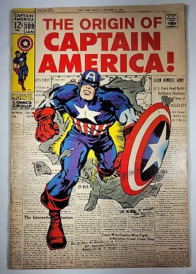 Buy The Origin Of CAPTAIN AMERICA #109, Silver Age, Marvel Comics 1968, Many Photos  • 59.14£