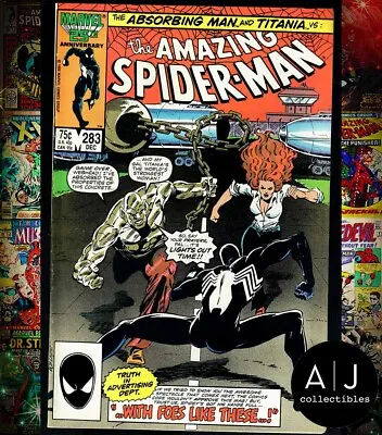 Buy Amazing Spider-Man 283 VF 8.0 Absorbing Man, Titania Apps. Marvel 1986 • 4.50£